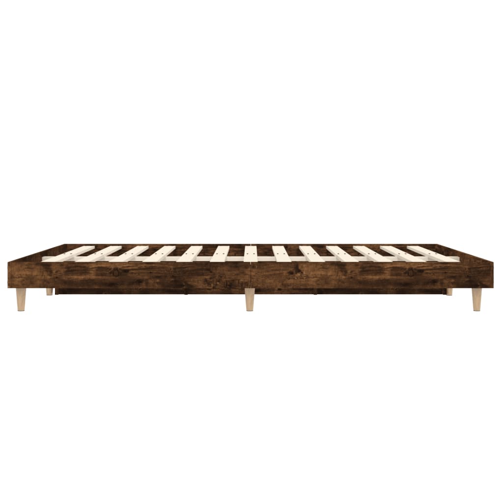 Cadre de lit sans matelas chêne fumé 135x190 cm bois ingénierie