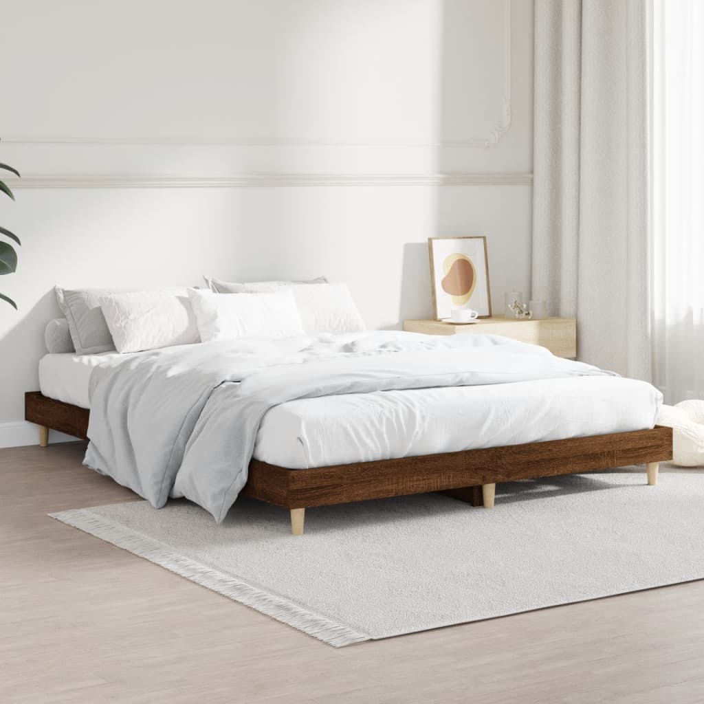 Cadre de lit sans matelas chêne marron 135x190 cm