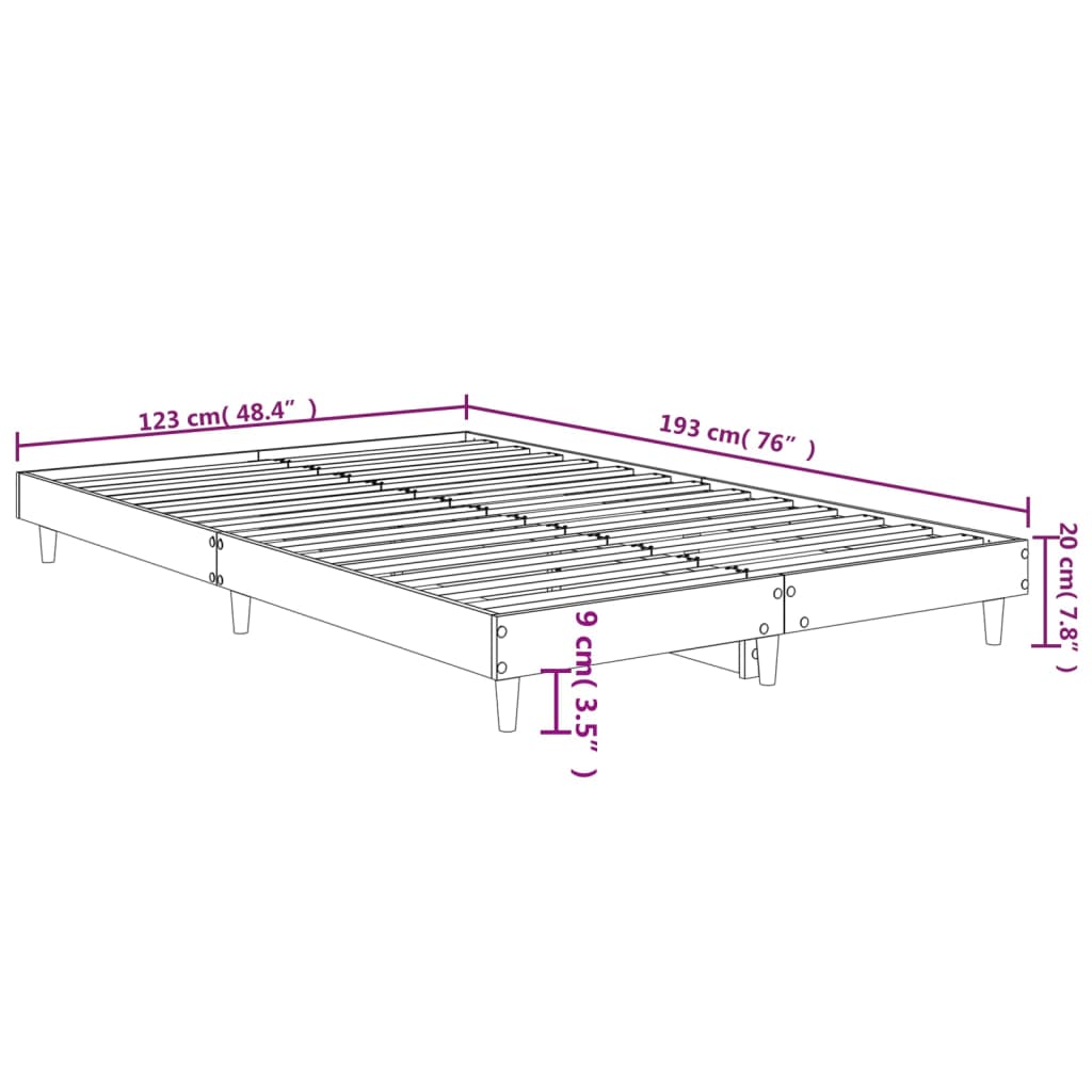 Cadre de lit sans matelas noir 120x190 cm bois d'ingénierie