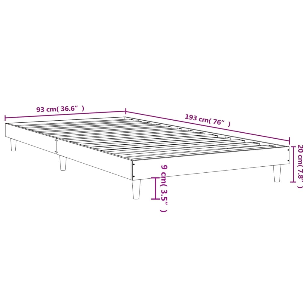 Cadre de lit sans matelas noir 90x190 cm bois ingénierie