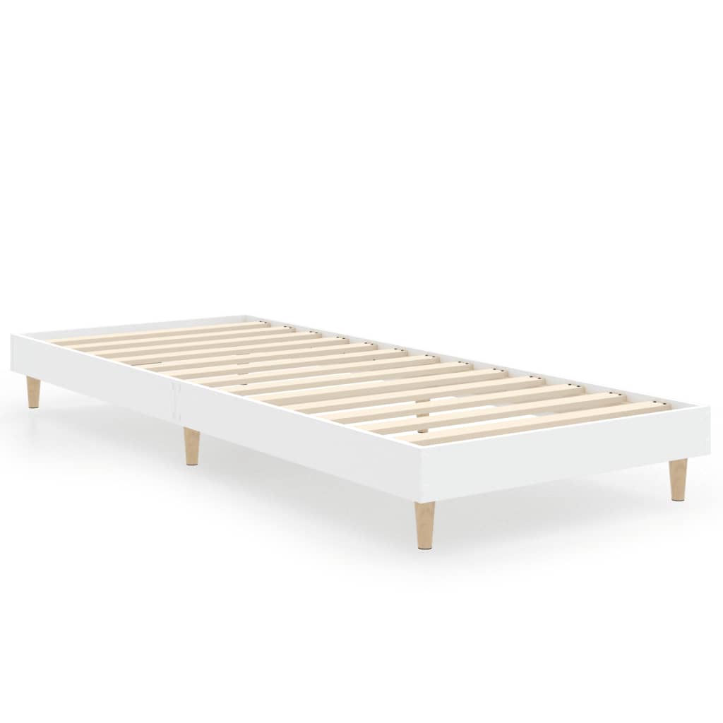 Cadre de lit sans matelas blanc 75x190 cm bois d'ingénierie