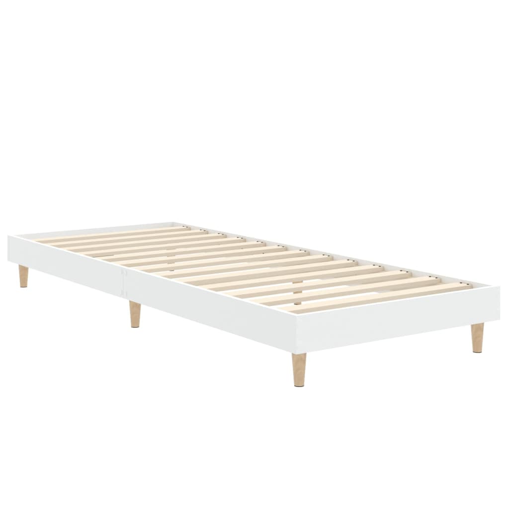 Cadre de lit sans matelas blanc 75x190 cm bois d'ingénierie