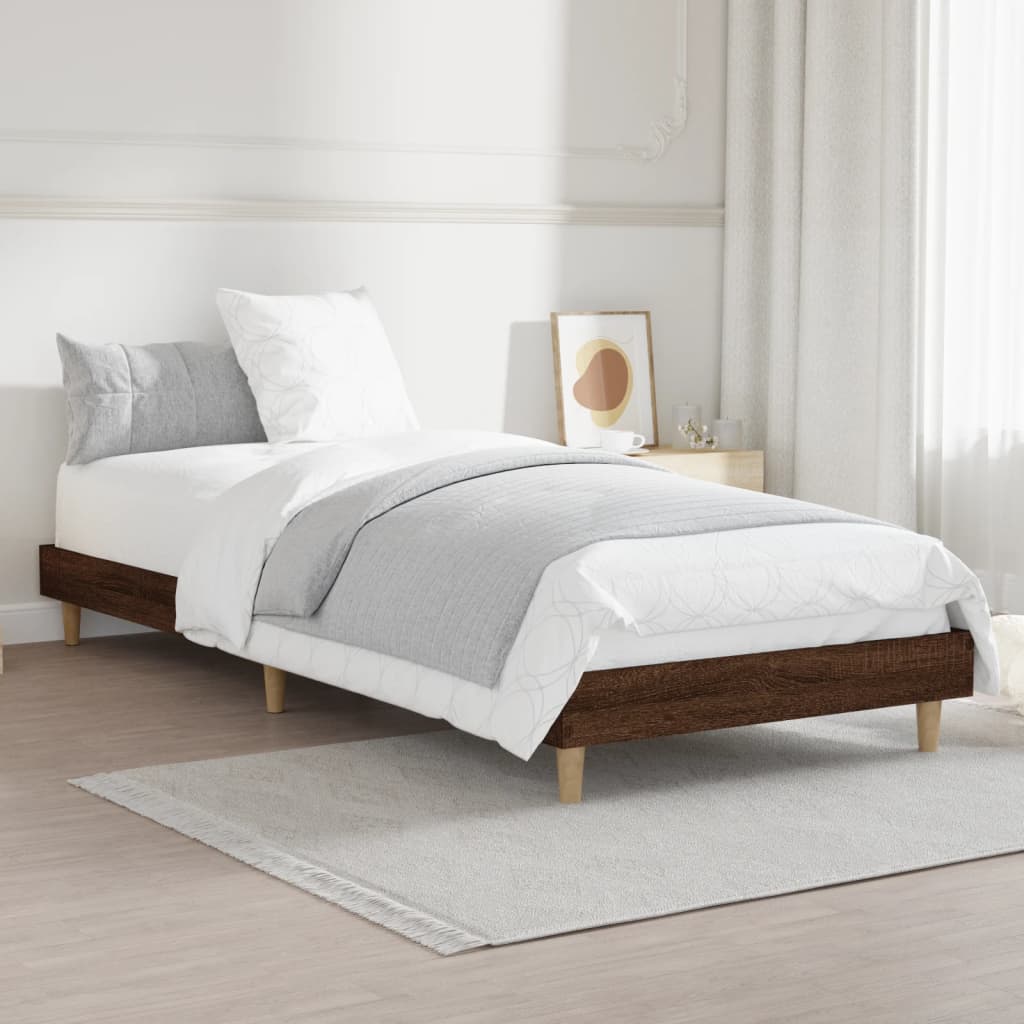 Cadre de lit sans matelas chêne marron 75x190cm bois ingénierie