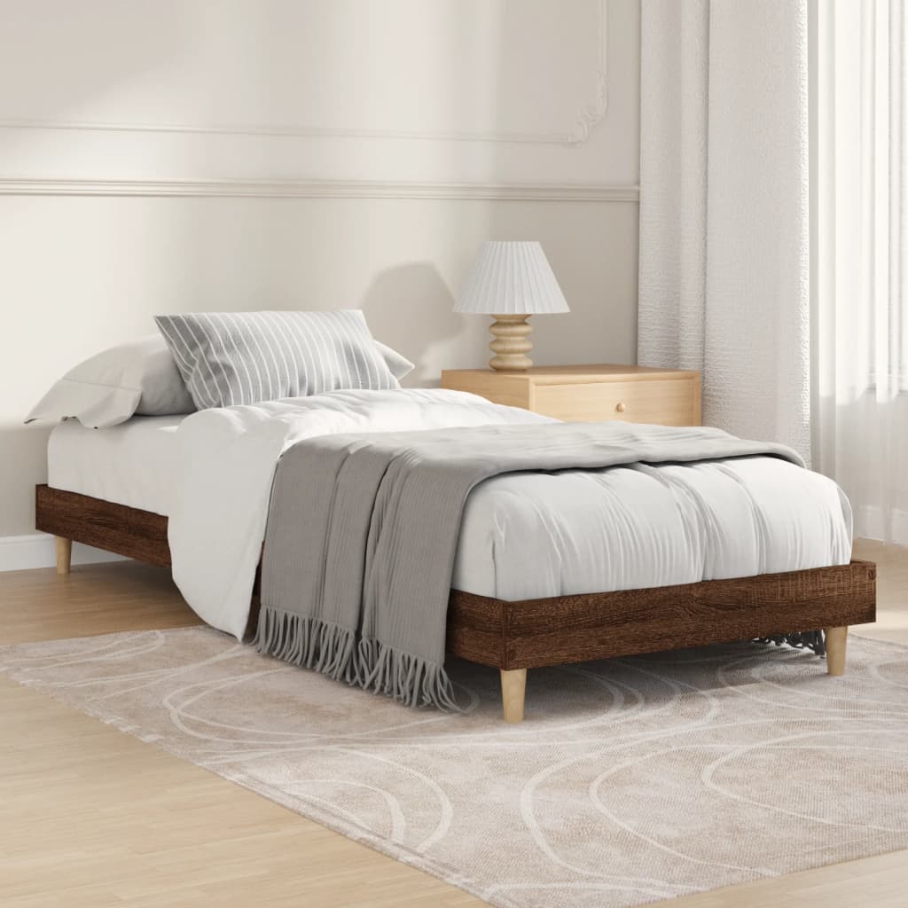 Cadre de lit sans matelas chêne marron 75x190cm bois ingénierie