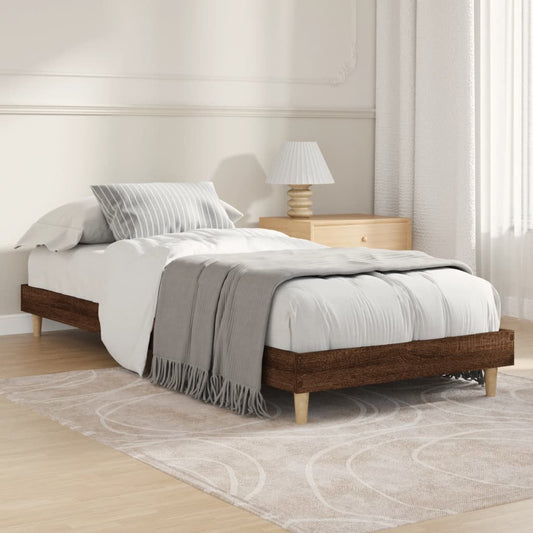 Cadre de lit sans matelas chêne marron 75x190cm bois ingénierie