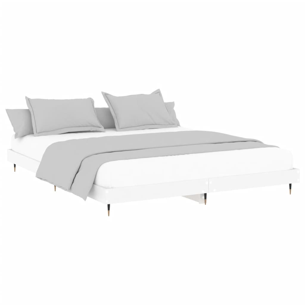 Cadre de lit sans matelas blanc 200x200 cm bois d'ingénierie