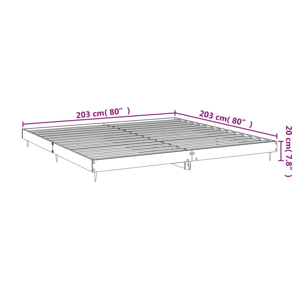 Cadre de lit sans matelas blanc 200x200 cm bois d'ingénierie