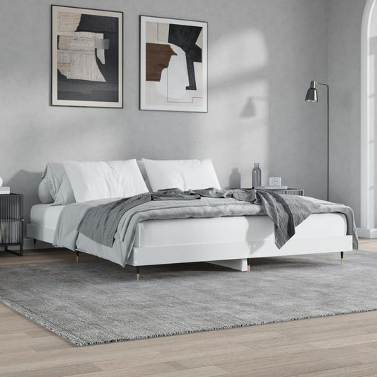 Cadre de lit sans matelas blanc 200x200 cm bois d'ingénierie