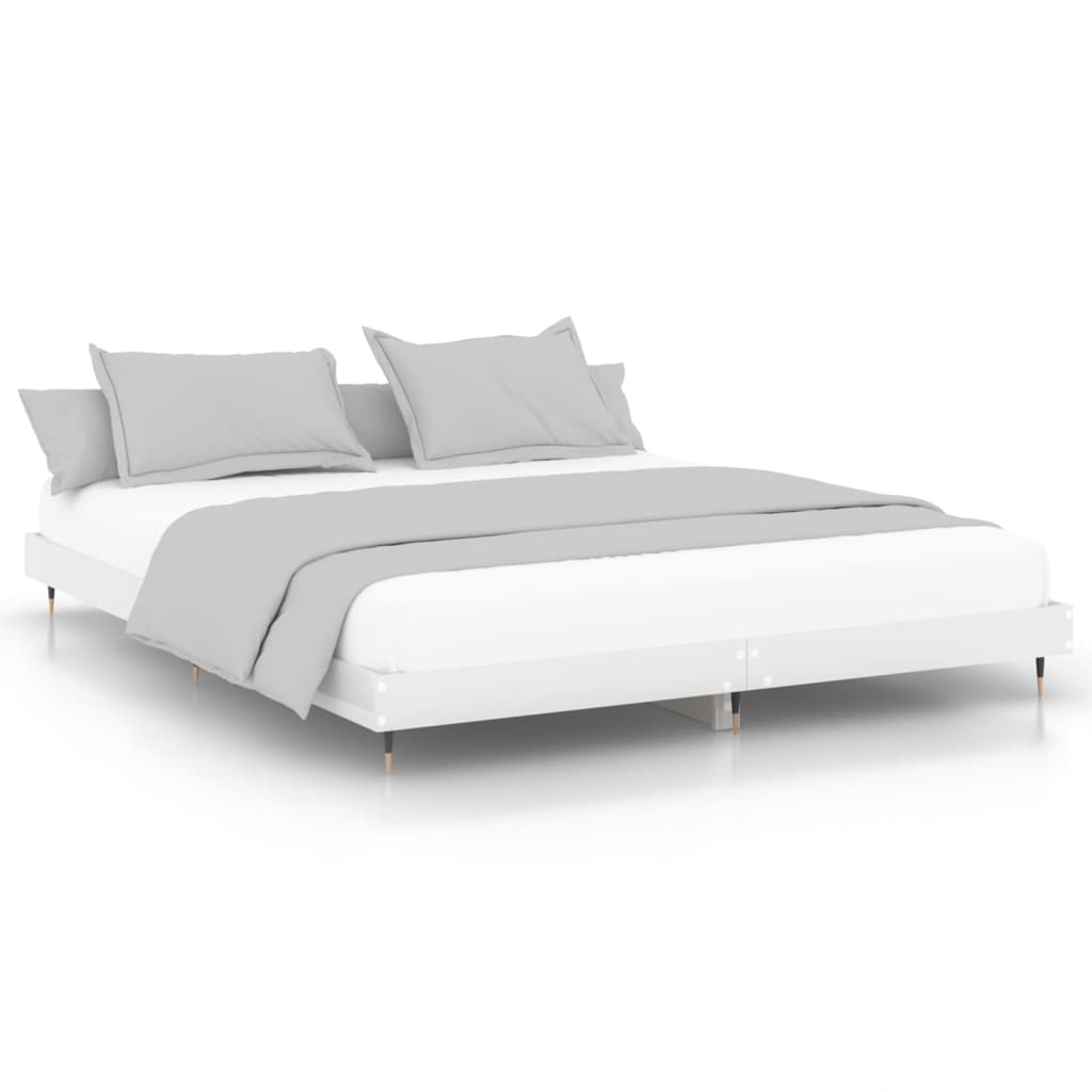 Cadre de lit sans matelas blanc brillant 200x200 cm