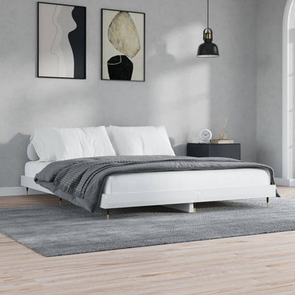 Cadre de lit sans matelas blanc brillant 200x200 cm