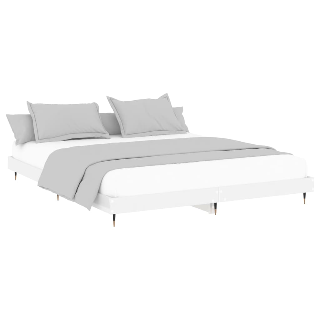 Cadre de lit sans matelas blanc brillant 200x200 cm