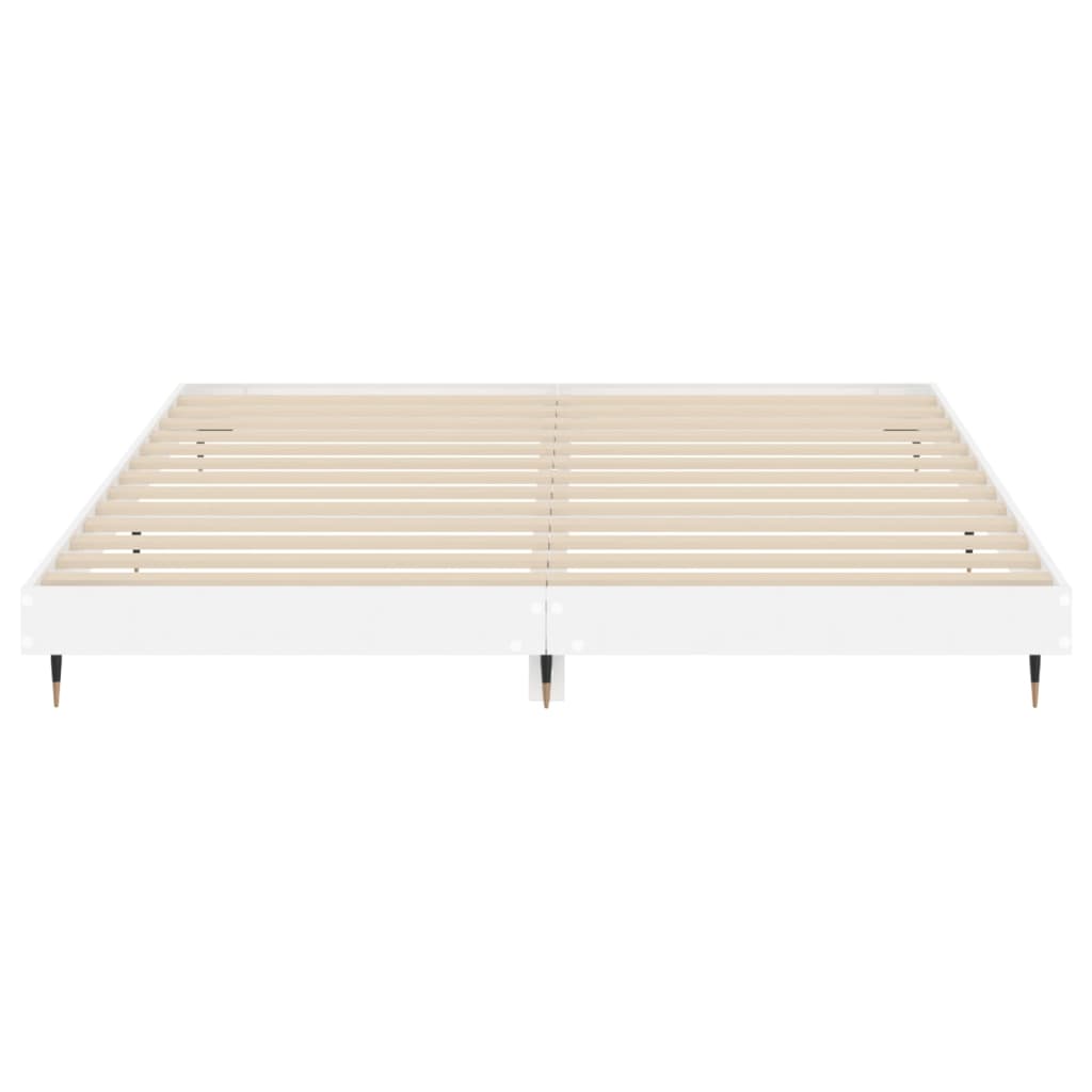 Cadre de lit sans matelas blanc brillant 200x200 cm