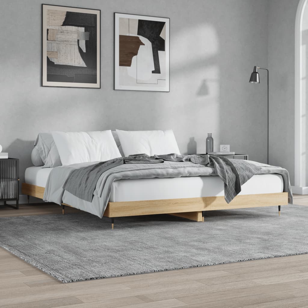 Cadre de lit sans matelas chêne sonoma 200x200 cm