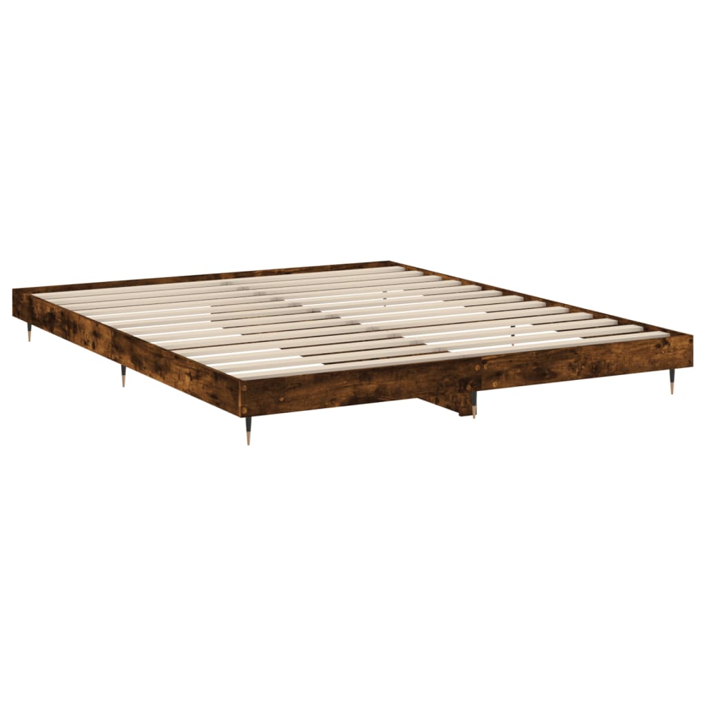 Cadre de lit sans matelas chêne fumé 200x200 cm bois ingénierie