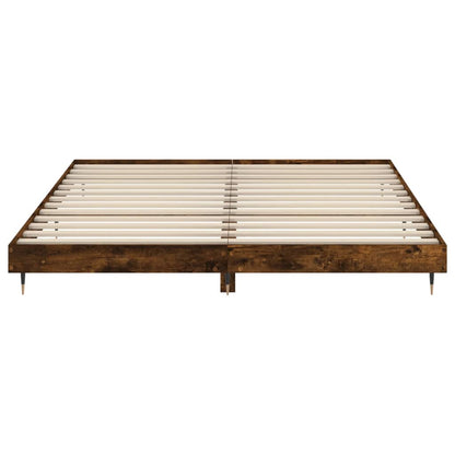 Cadre de lit sans matelas chêne fumé 200x200 cm bois ingénierie