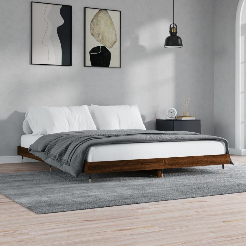 Cadre de lit sans matelas chêne marron 200x200 cm