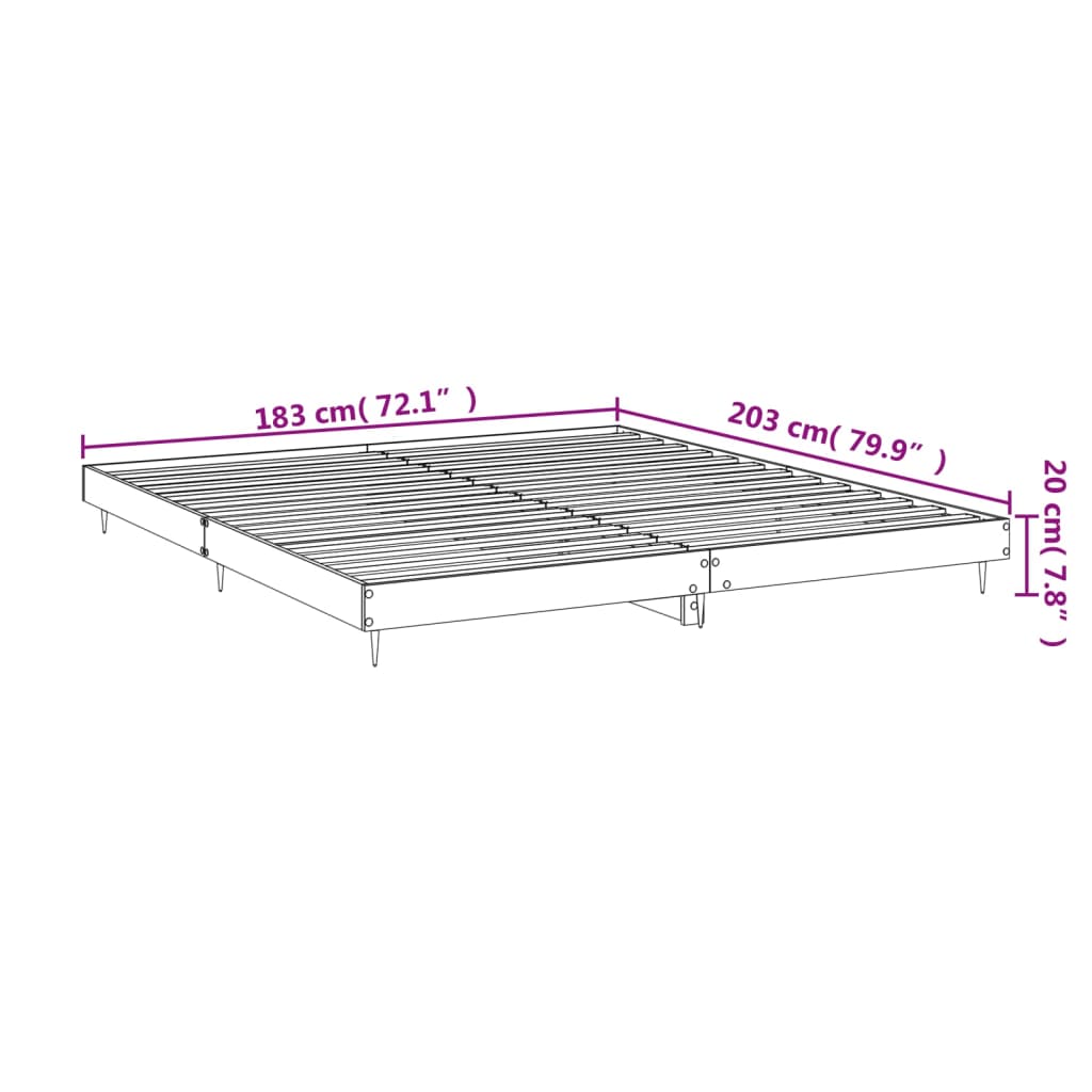 Cadre de lit sans matelas chêne marron 180x200 cm