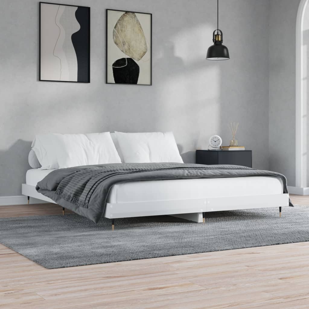 Cadre de lit sans matelas blanc brillant 160x200 cm