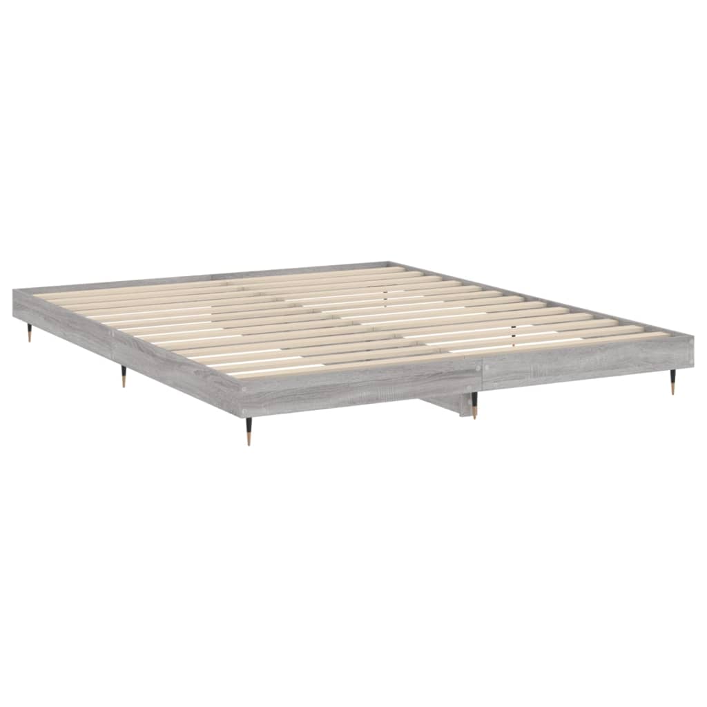 Cadre de lit sans matelas sonoma gris 160x200cm bois ingénierie