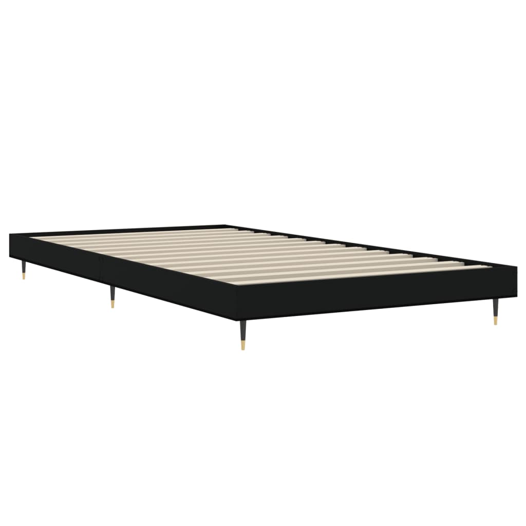 Cadre de lit sans matelas noir 100x200 cm bois d'ingénierie