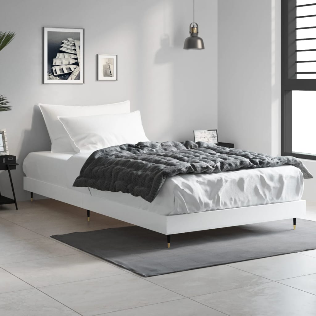 Cadre de lit sans matelas blanc 90x200 cm bois d'ingénierie