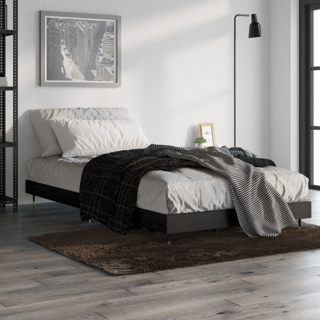 Cadre de lit sans matelas noir 90x200 cm bois d'ingénierie