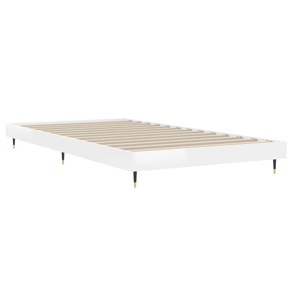 Cadre de lit sans matelas blanc brillant 90x200 cm