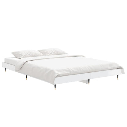 Cadre de lit sans matelas blanc brillant 140x190 cm