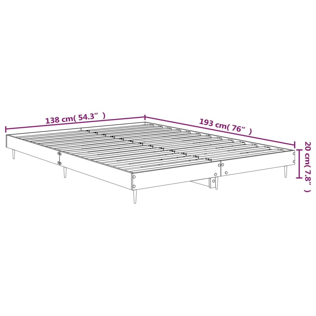 Cadre de lit sans matelas sonoma gris 135x190 cm