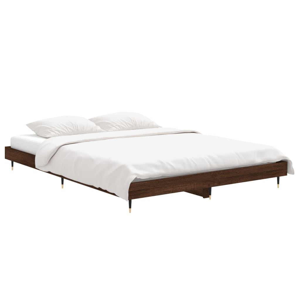 Cadre de lit sans matelas chêne marron 135x190 cm