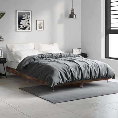 Cadre de lit sans matelas chêne fumé 120x190 cm bois ingénierie