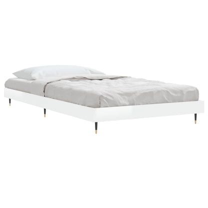 Cadre de lit sans matelas blanc brillant 90x190 cm