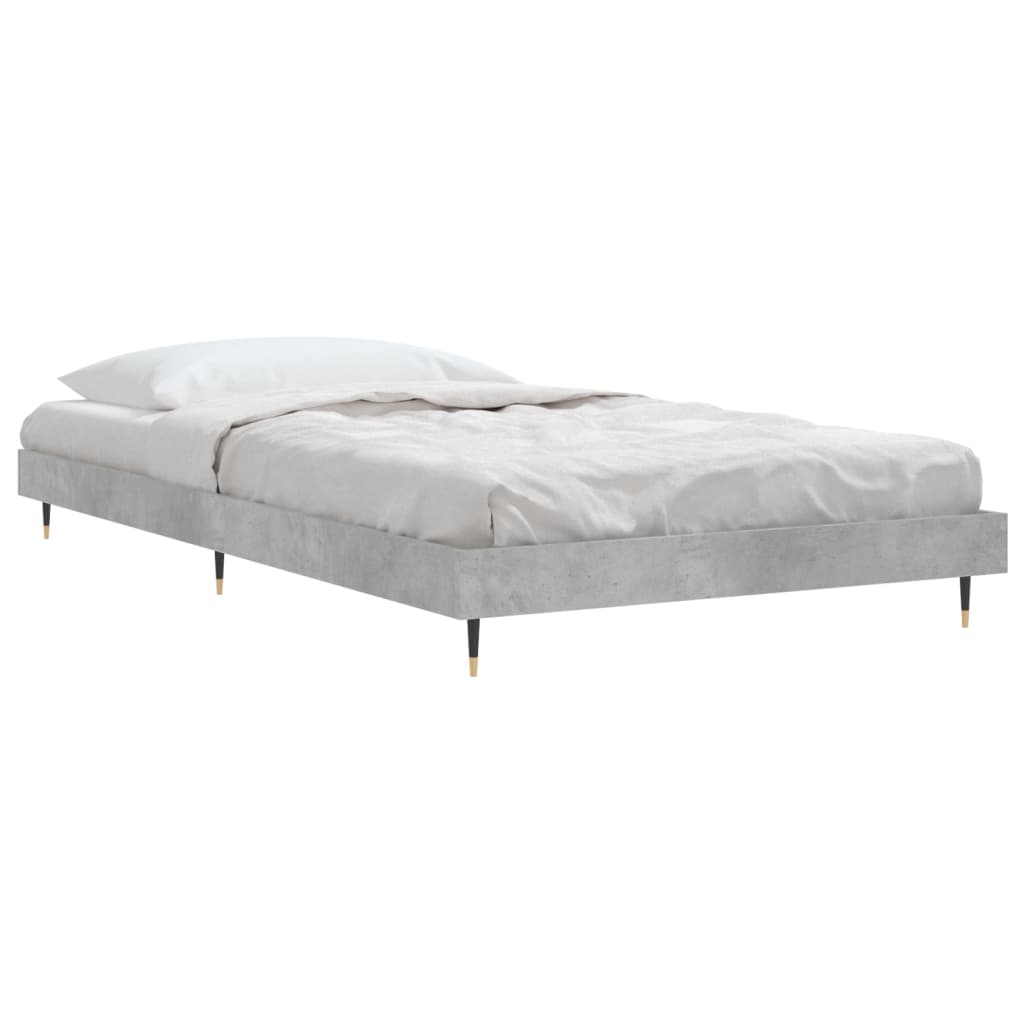 Cadre de lit sans matelas gris béton 90x190 cm