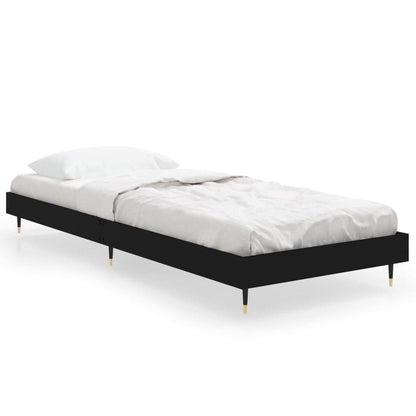 Cadre de lit sans matelas noir 75x190 cm bois ingénierie