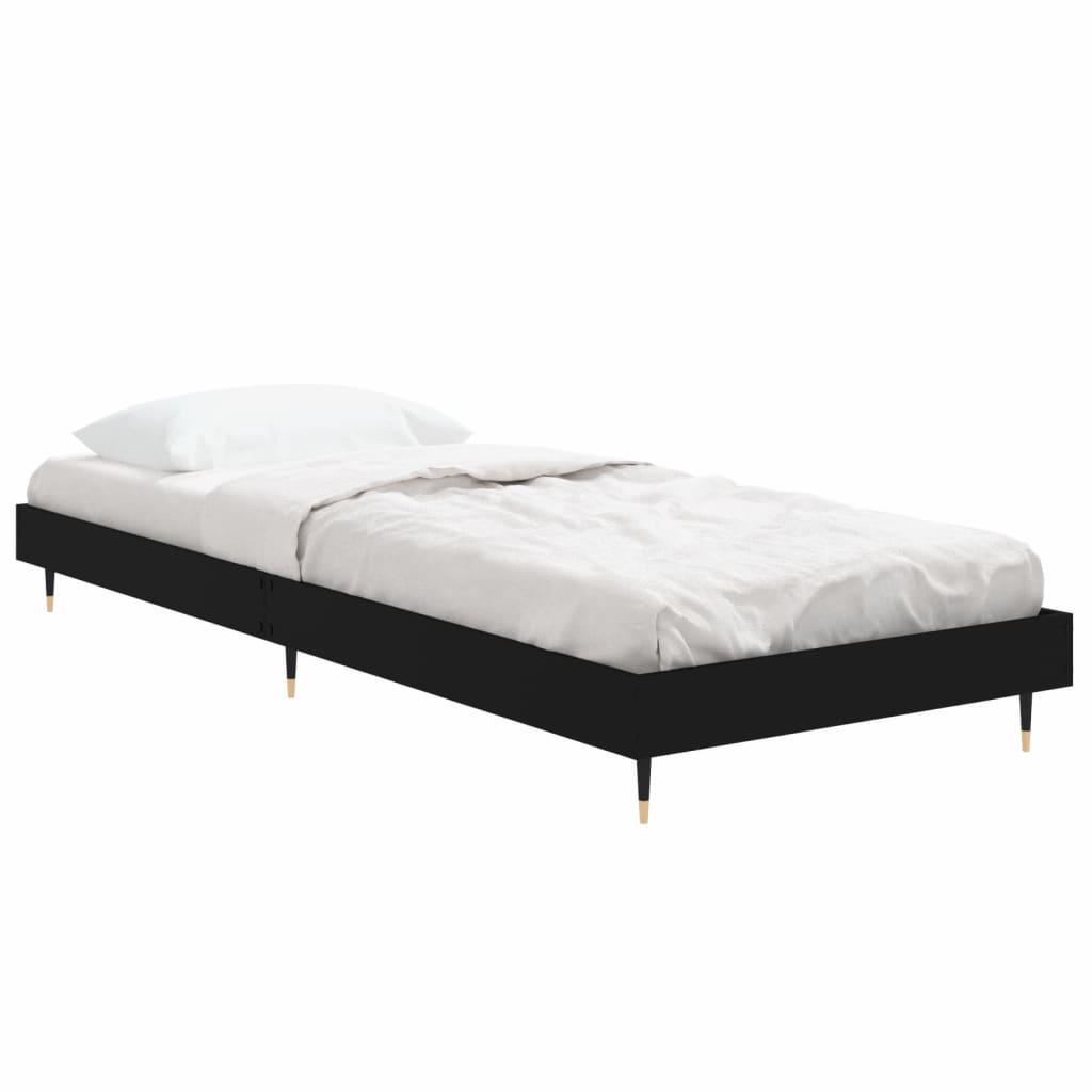 Cadre de lit sans matelas noir 75x190 cm bois ingénierie