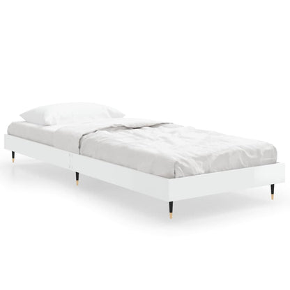 Cadre de lit sans matelas blanc brillant 75x190 cm