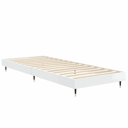 Cadre de lit sans matelas blanc brillant 75x190 cm