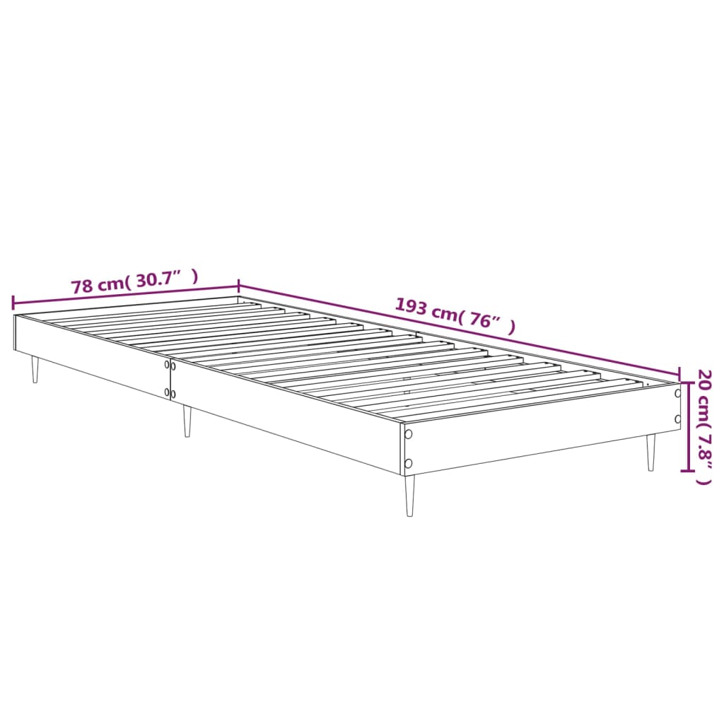 Cadre de lit sans matelas chêne sonoma 75x190 cm