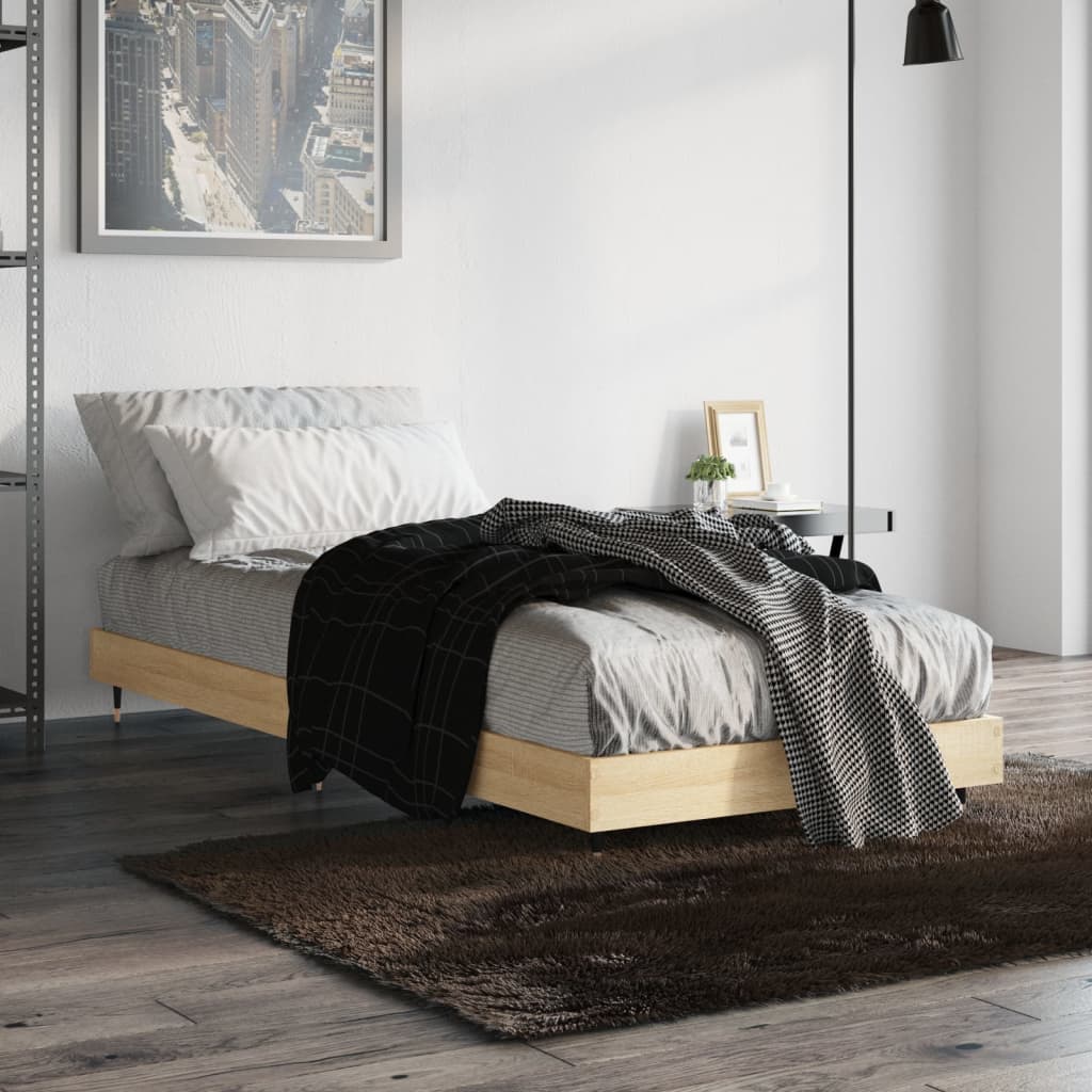 Cadre de lit sans matelas chêne sonoma 75x190 cm