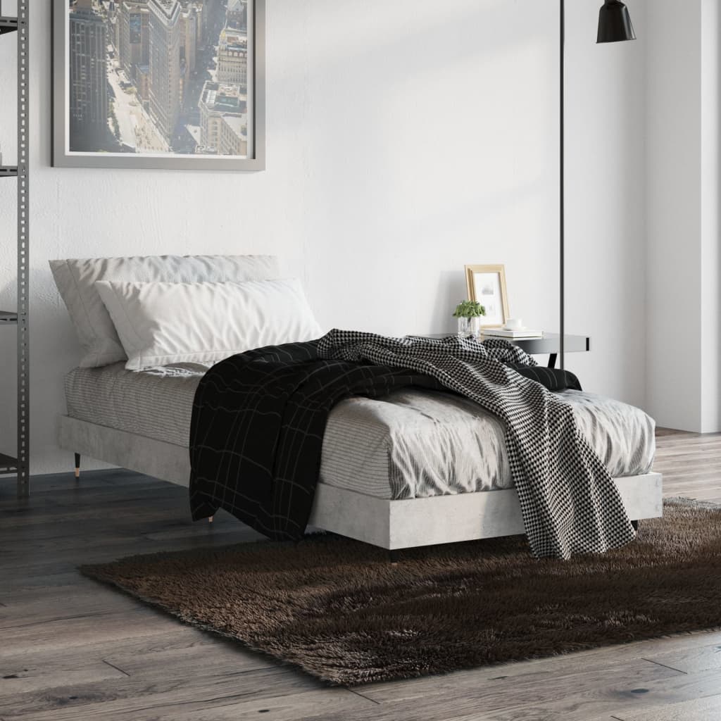 Cadre de lit sans matelas gris béton 75x190 cm