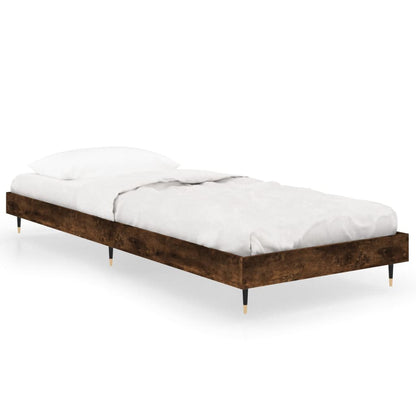 Cadre de lit sans matelas chêne fumé 75x190cm bois d'ingénierie