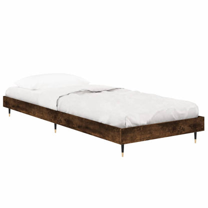 Cadre de lit sans matelas chêne fumé 75x190cm bois d'ingénierie