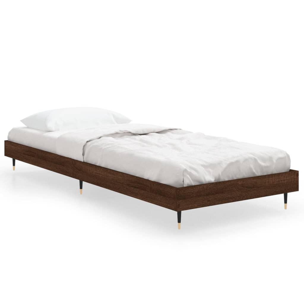 Cadre de lit sans matelas chêne marron 75x190cm bois ingénierie