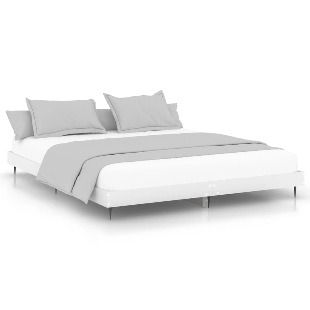 Cadre de lit sans matelas blanc 200x200 cm bois d'ingénierie