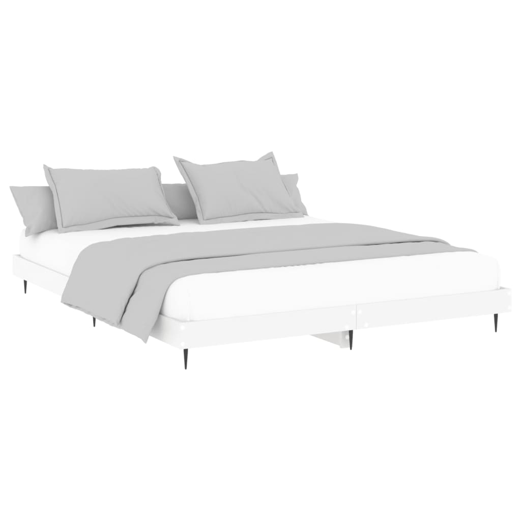 Cadre de lit sans matelas blanc 200x200 cm bois d'ingénierie