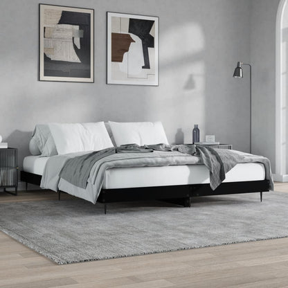 Cadre de lit sans matelas noir 200x200 cm bois d'ingénierie