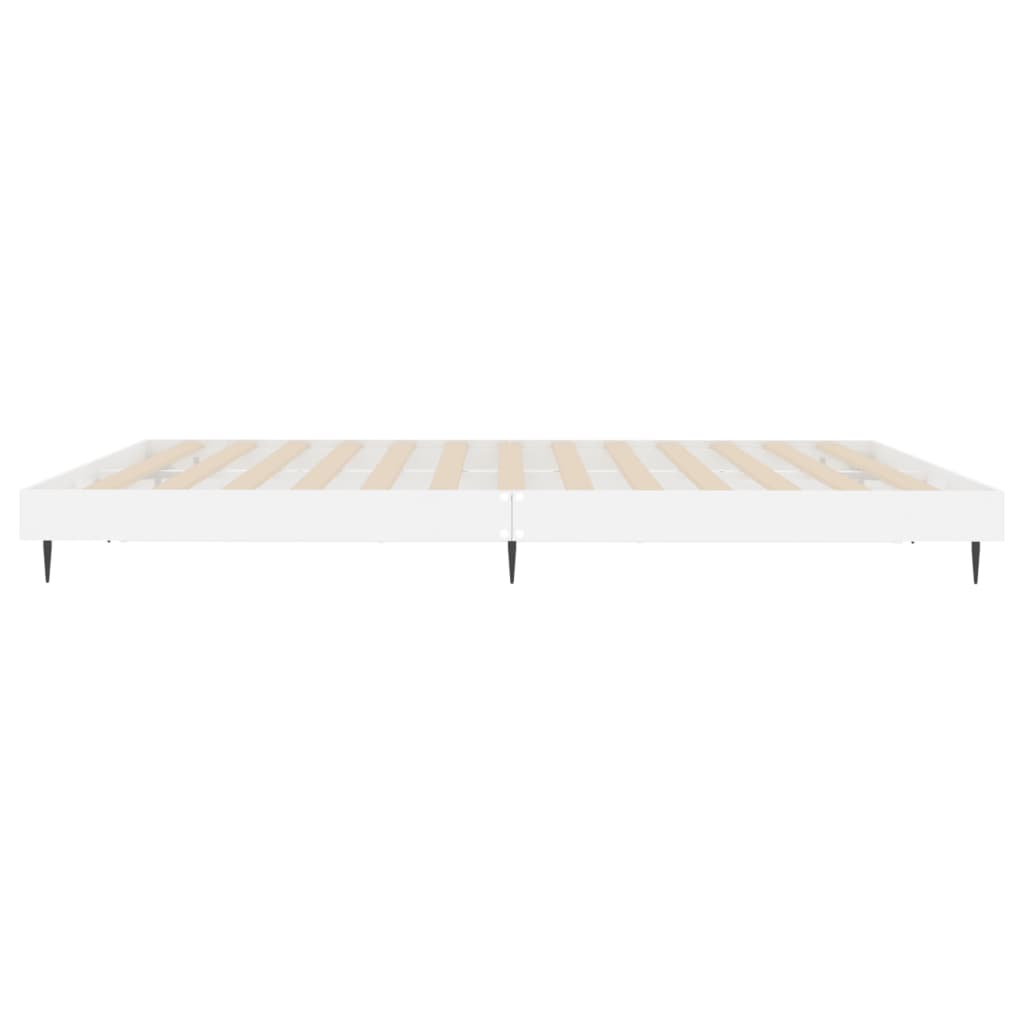 Cadre de lit sans matelas blanc brillant 200x200 cm