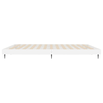 Cadre de lit sans matelas blanc brillant 200x200 cm