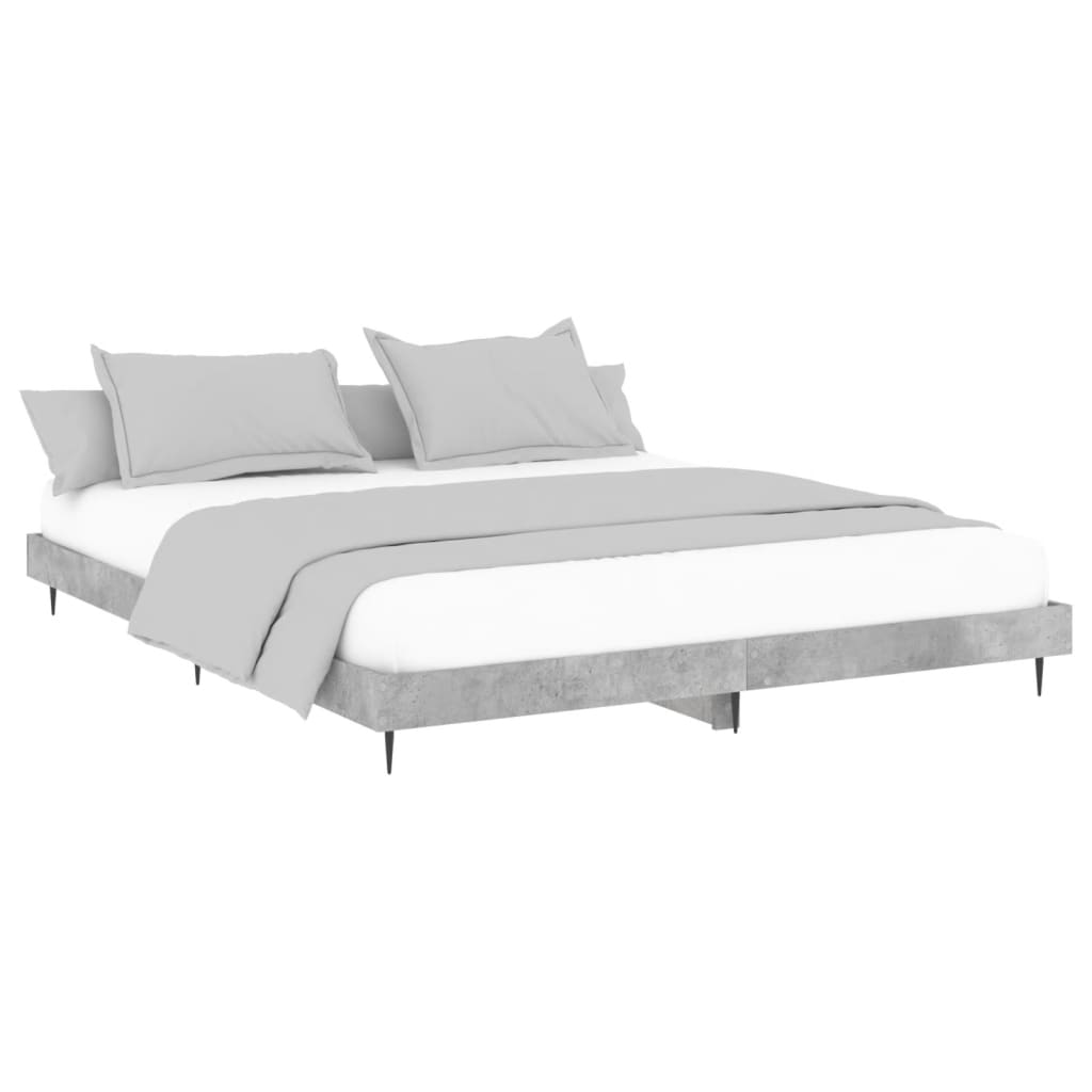 Cadre de lit sans matelas gris béton 200x200 cm