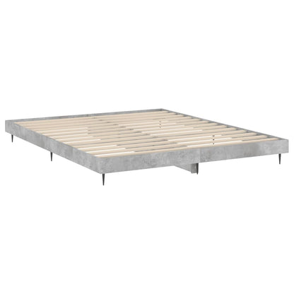 Cadre de lit sans matelas gris béton 200x200 cm